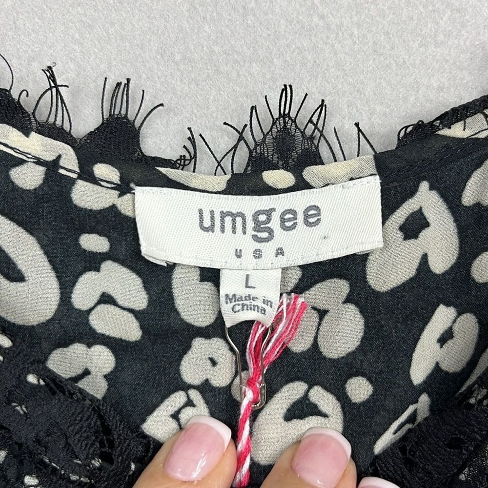 Umgee Animal Print Sleeveless Tank Top Sheer Womens Size Large NWT - Picture 3 of 7